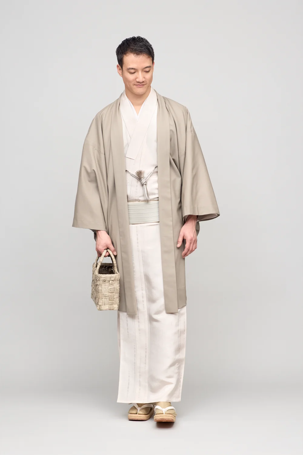 十日町紬 / 強撚 経絣 / 七三 / PINK BEIGE