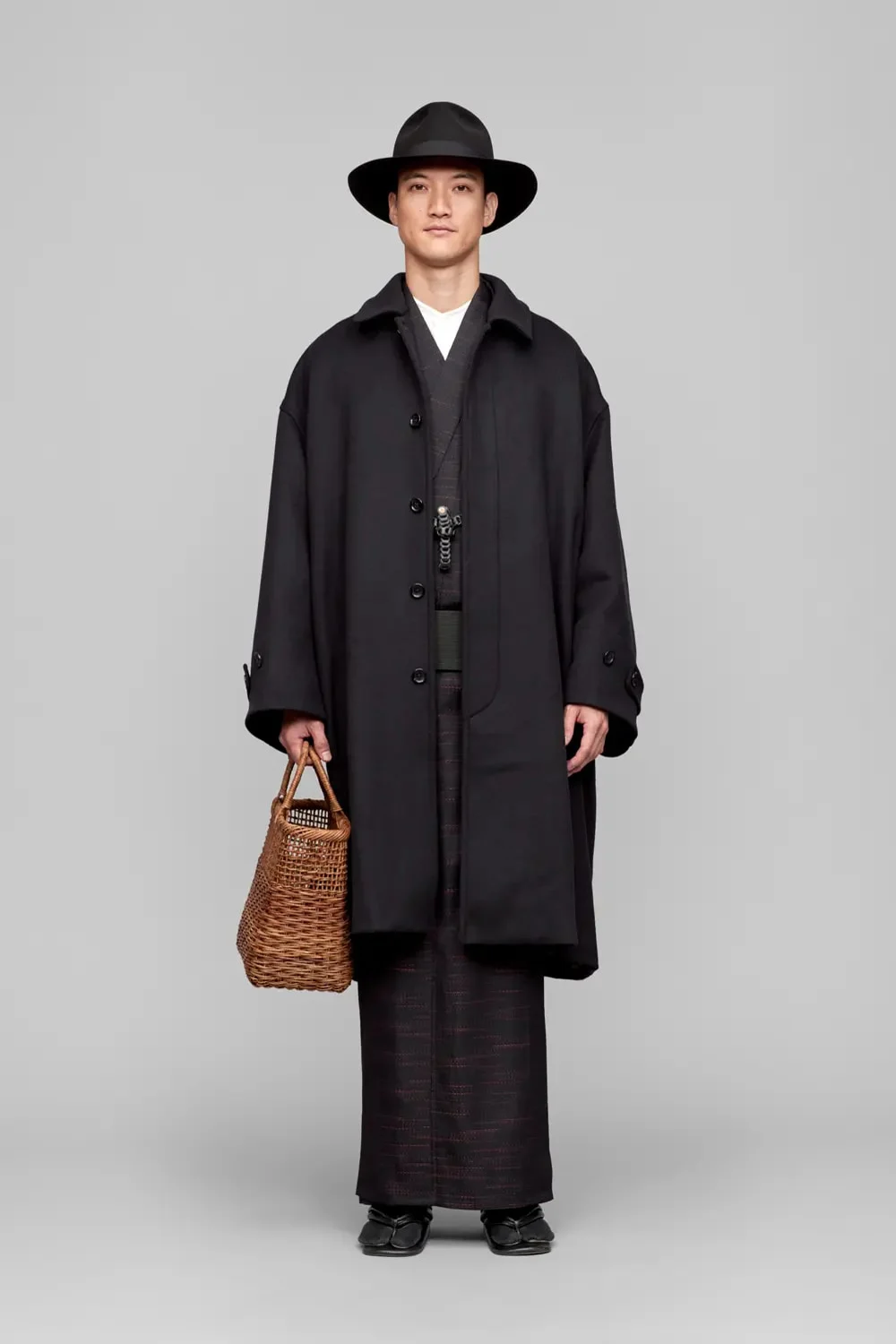 Y. & SONS×Graphpaper / Light Melton Oversize Coat / BLACK