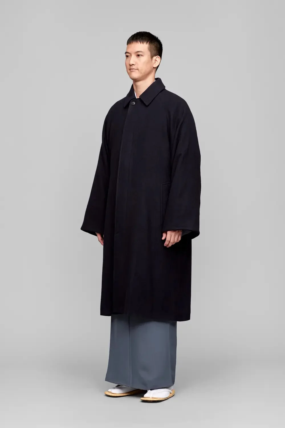 Y. & SONS×COMOLI / カシミヤバルカラーコート / NAVY